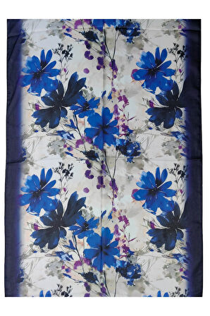 Ebruli Cotton Vual Çiçek Desenli Şal 75x190 cm