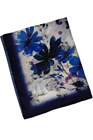 Ebruli Cotton Vual Çiçek Desenli Şal 75x190 cm