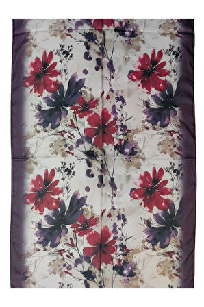 Ebruli Cotton Vual Çiçek Desenli Şal 75x190 cm
