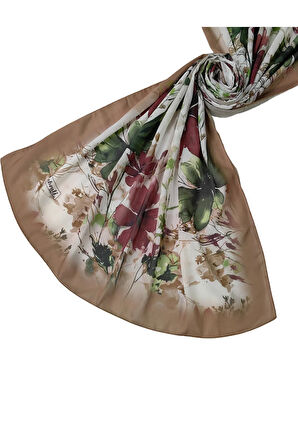 Ebruli Cotton Vual Çiçek Desenli Şal 75x190 cm