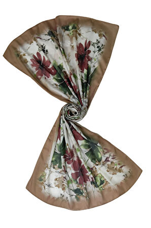 Ebruli Cotton Vual Çiçek Desenli Şal 75x190 cm