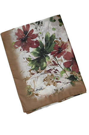 Ebruli Cotton Vual Çiçek Desenli Şal 75x190 cm