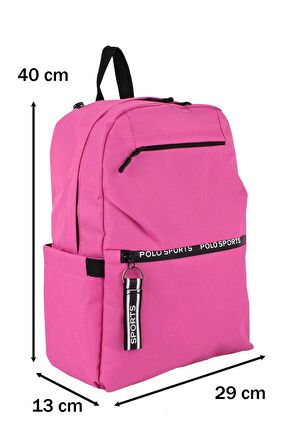 Pembe Kadın Sırt Çanta Geniş İç Hacim Yandan Cepli Su Geçirmez Kumaş