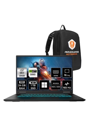 Gaming A16 i7 13620H RTX5060 8GB 24GB RAM 1TB SSD 16" FHD+ 165Hz Win11 Home A16CVHP369 Gaming Laptop + PER4 Çanta