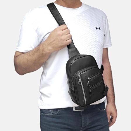 Lederax Hakiki Deri Göğüs Çantası Bodybag  LD484