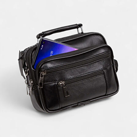 Lederax Hakiki Deri Kasalı Yatay El Çantası Küçük Boy LD607