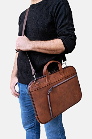 Lederax Suni Deri 15.6 İnç Slim Laptop Çantası LD618