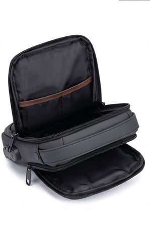Lederax Şifreli Kilitli USB Çıkışlı Çapraz Göğüs ve Omuz Çantası Bodybag LD680