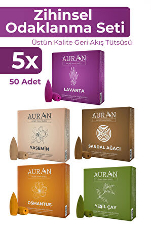 5X Geri Akış Tütsüsü Seti Konik Tütsü Backflow Incense Cones 5x10 Adet