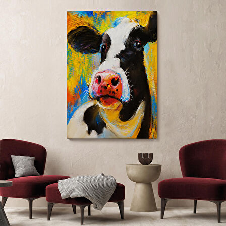 Modern Sanat İnek Portresi Dekoratif Kanvas Duvar Tablo-5936