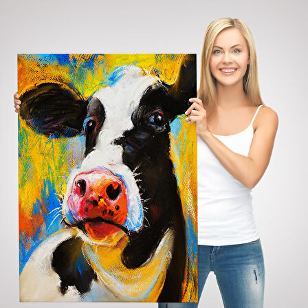 Modern Sanat İnek Portresi Dekoratif Kanvas Duvar Tablo-5936