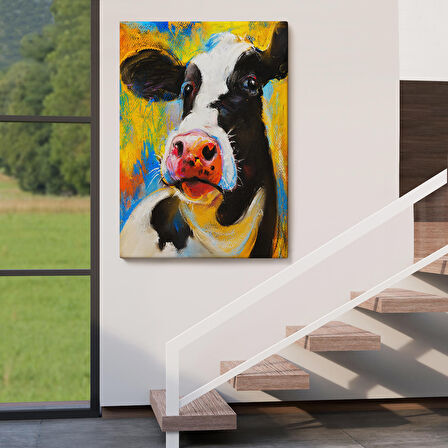 Modern Sanat İnek Portresi Dekoratif Kanvas Duvar Tablo-5936
