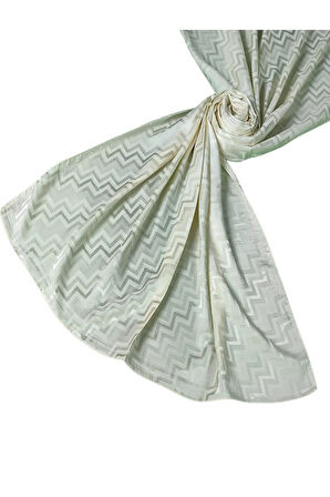 İpeksi Dokulu Jakarlı ZikZak Desenli Şal 75x190 cm