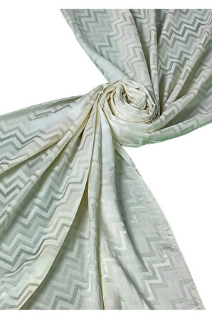 İpeksi Dokulu Jakarlı ZikZak Desenli Şal 75x190 cm