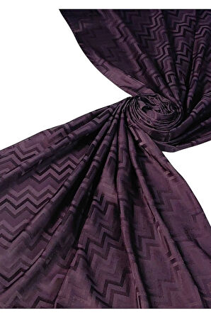 İpeksi Dokulu Jakarlı ZikZak Desenli Şal 75x190 cm