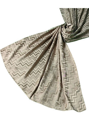 İpeksi Dokulu Jakarlı ZikZak Desenli Şal 75x190 cm