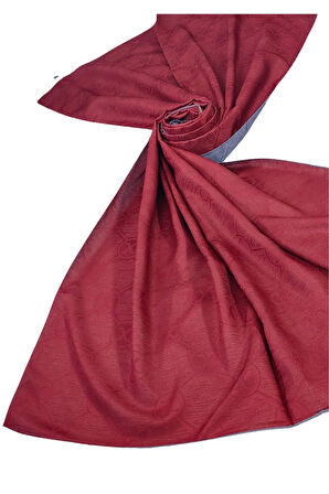 Leila Çift Taraflı Jakarlı Desenli İpeksi Şal – 75x190 cm