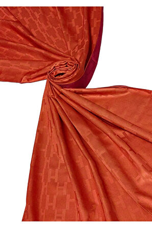 Leila Çift Taraflı Jakarlı Desenli İpeksi H Desen Şal – 75x190 cm