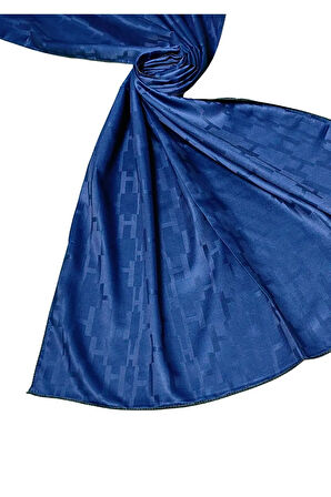 Leila Çift Taraflı Jakarlı Desenli İpeksi H Desen Şal – 75x190 cm