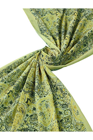 Vav İpek Soft Pamuklu Etnik Desenli Şal 75x190 cm