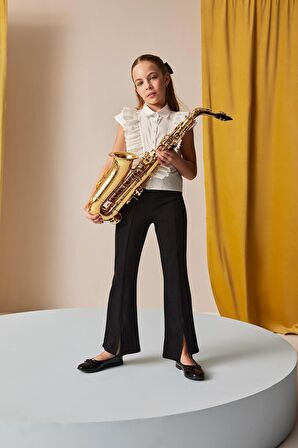 DeFacto Kız Çocuk Flare Fit Yırtmaçlı Pantolon B6893A825SMBK81