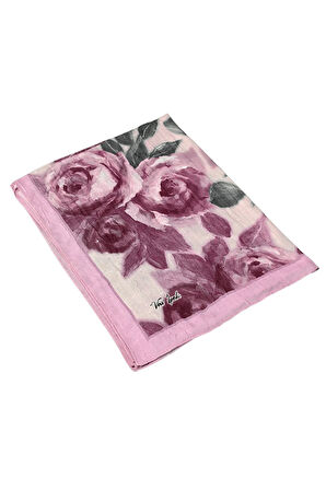 Vav İpek Bambu Kraş Pamuk Şal – Gül Desenli, Yumuşak ve Nefes Alabilen Şal