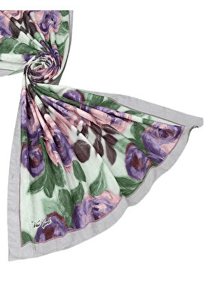 Vav İpek Bambu Kraş Pamuk Şal – Gül Desenli, Yumuşak ve Nefes Alabilen Şal