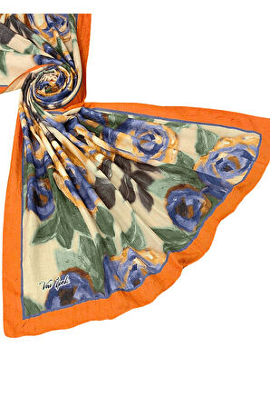 Vav İpek Bambu Kraş Pamuk Şal – Gül Desenli, Yumuşak ve Nefes Alabilen Şal