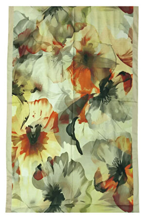 Ecenur Çiçek Desenli Soft Pamuk Şal 75x190 cm – Dört Mevsim Kullanıma Uygun