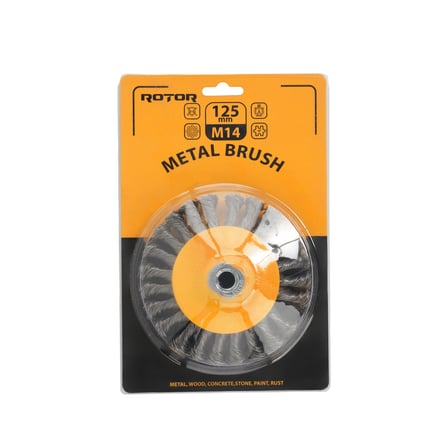 ROTOR 125mm M14 düğümlü konik tel fırça