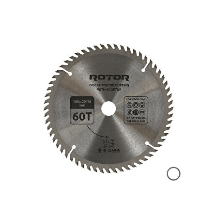 Ahşap kesme diski ROTOR 185*20/16 adaptörlü 60T
