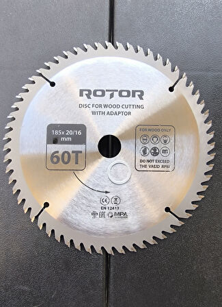 Ahşap kesme diski ROTOR 185*20/16 adaptörlü 60T