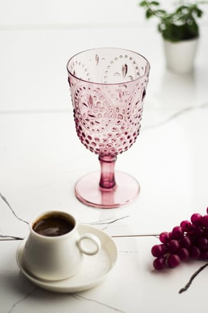Akrilik Mürdüm 6'lı Kadeh & Su Meşrubat Kahve Yanı Bardağı 450 ml ( Cam Değildir )