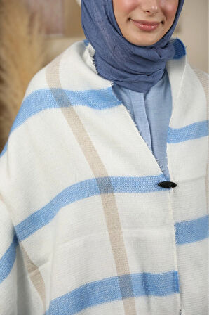 Çift Taraflı Çizgili Kışlık Omuz Şalı