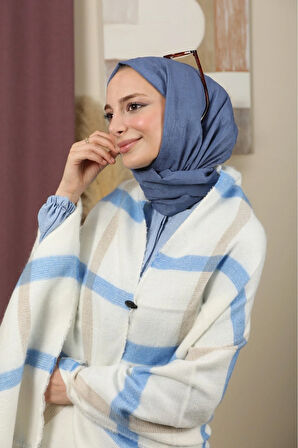 Çift Taraflı Çizgili Kışlık Omuz Şalı