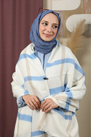 Çift Taraflı Çizgili Kışlık Omuz Şalı