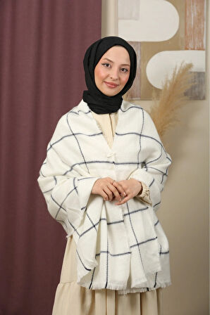 Çift Taraflı Çizgili Kışlık Omuz Şalı