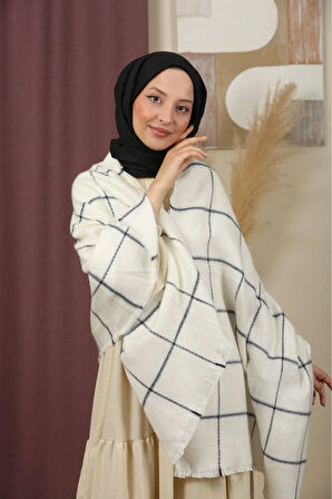 Çift Taraflı Çizgili Kışlık Omuz Şalı