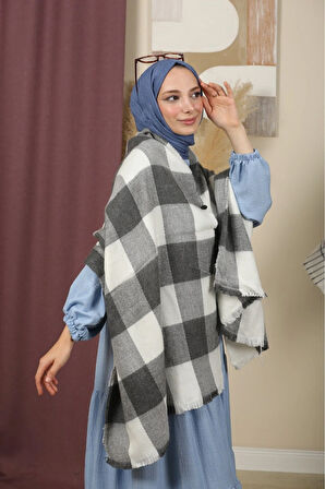 Çift Taraflı Çizgili Kışlık Omuz Şalı