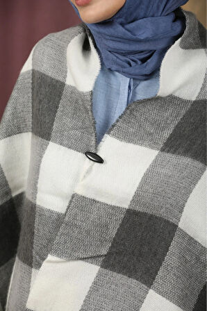 Çift Taraflı Çizgili Kışlık Omuz Şalı