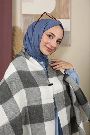 Çift Taraflı Çizgili Kışlık Omuz Şalı