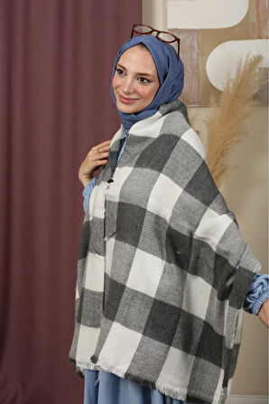 Çift Taraflı Çizgili Kışlık Omuz Şalı