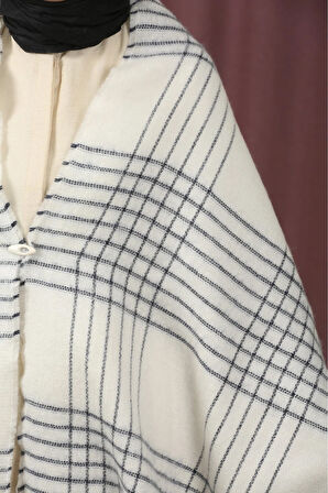 Çift Taraflı Çizgili Kışlık Omuz Şalı