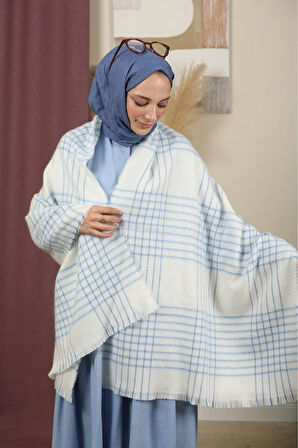 Çift Taraflı Çizgili Kışlık Omuz Şalı