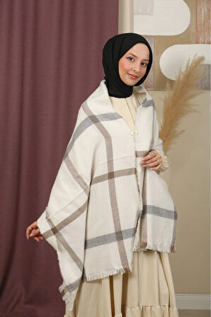 Çift Taraflı Çizgili Kışlık Omuz Şalı