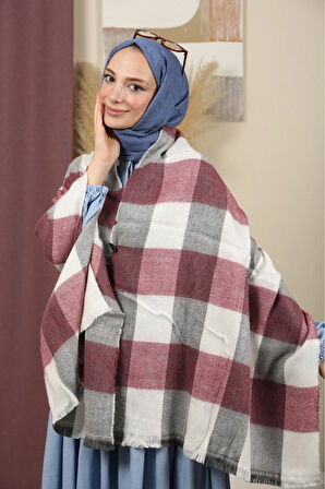 Çift Taraflı Ekose Kışlık Omuz Şalı