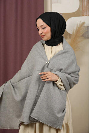 Çift Taraflı Düz Renk Kışlık Omuz Şalı