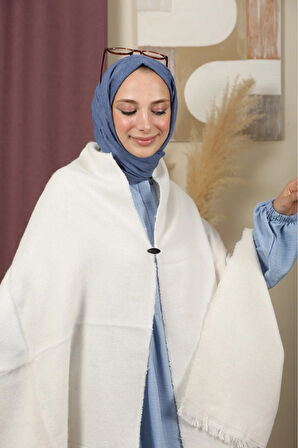 Çift Taraflı Düz Renk Kışlık Omuz Şalı