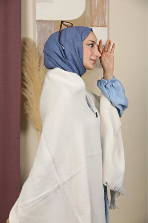 Çift Taraflı Düz Renk Kışlık Omuz Şalı