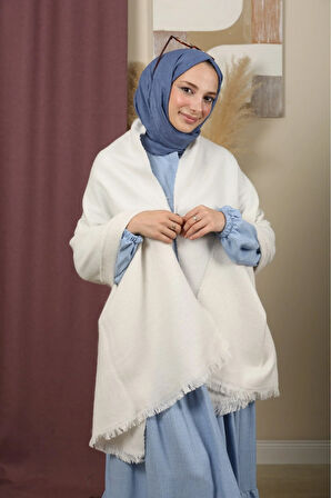 Çift Taraflı Düz Renk Kışlık Omuz Şalı